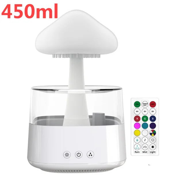 Mushrom Rain Humidifier Cloud Air Humidifier Essential Oil Changing Colors LED Raining Cloud Nightlight Humidifier - Haussengad