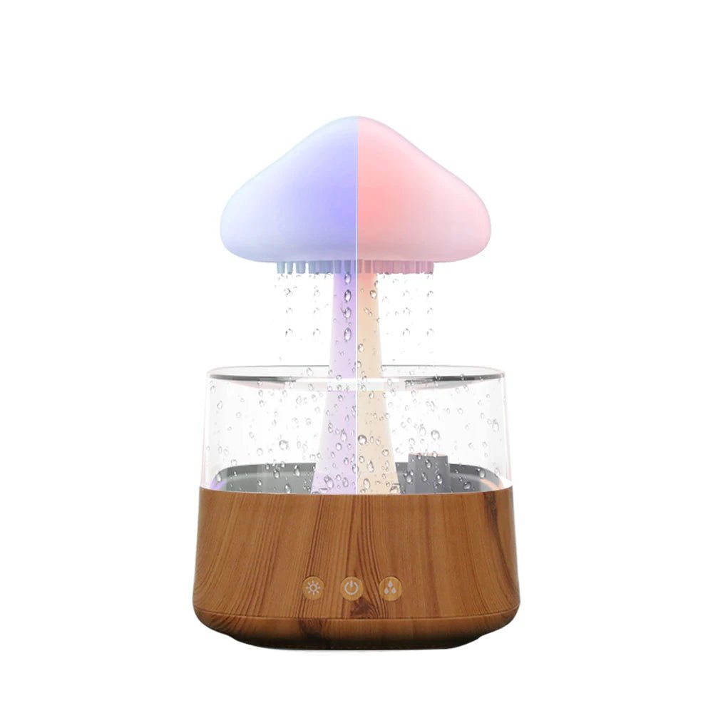 Mushrom Rain Humidifier Cloud Air Humidifier Essential Oil Changing Colors LED Raining Cloud Nightlight Humidifier - Haussengad