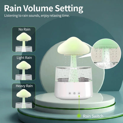 Mushrom Rain Humidifier Cloud Air Humidifier Essential Oil Changing Colors LED Raining Cloud Nightlight Humidifier - Haussengad