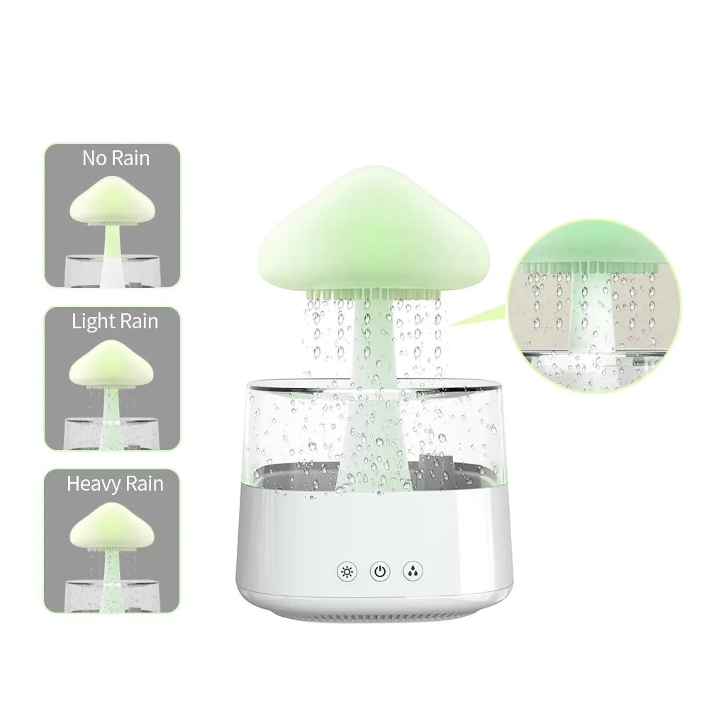 Mushrom Rain Humidifier Cloud Air Humidifier Essential Oil Changing Colors LED Raining Cloud Nightlight Humidifier - Haussengad