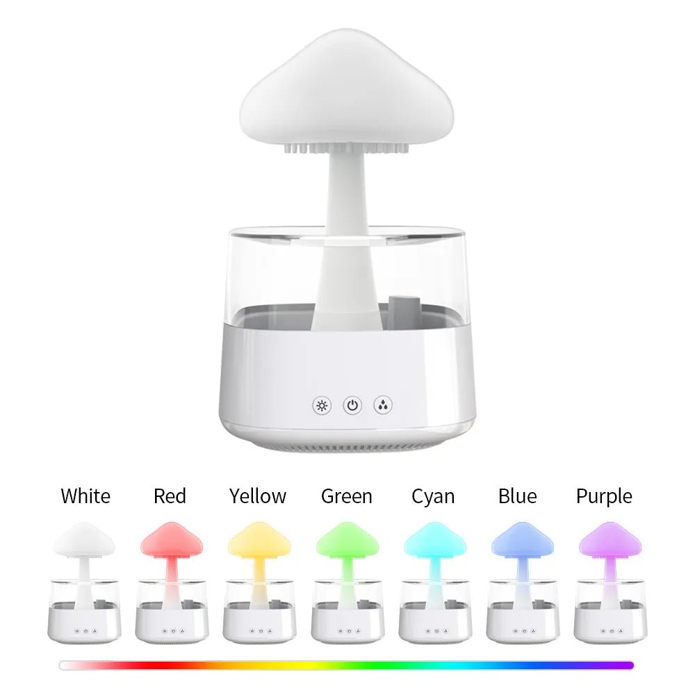 Mushrom Rain Humidifier Cloud Air Humidifier Essential Oil Changing Colors LED Raining Cloud Nightlight Humidifier - Haussengad