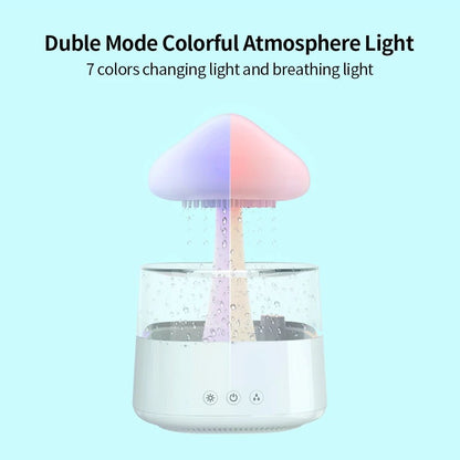 Mushrom Rain Humidifier Cloud Air Humidifier Essential Oil Changing Colors LED Raining Cloud Nightlight Humidifier - Haussengad