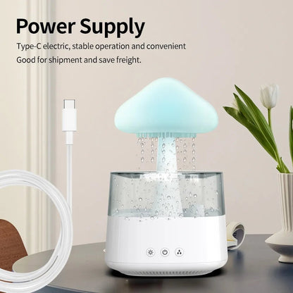 Mushrom Rain Humidifier Cloud Air Humidifier Essential Oil Changing Colors LED Raining Cloud Nightlight Humidifier - Haussengad