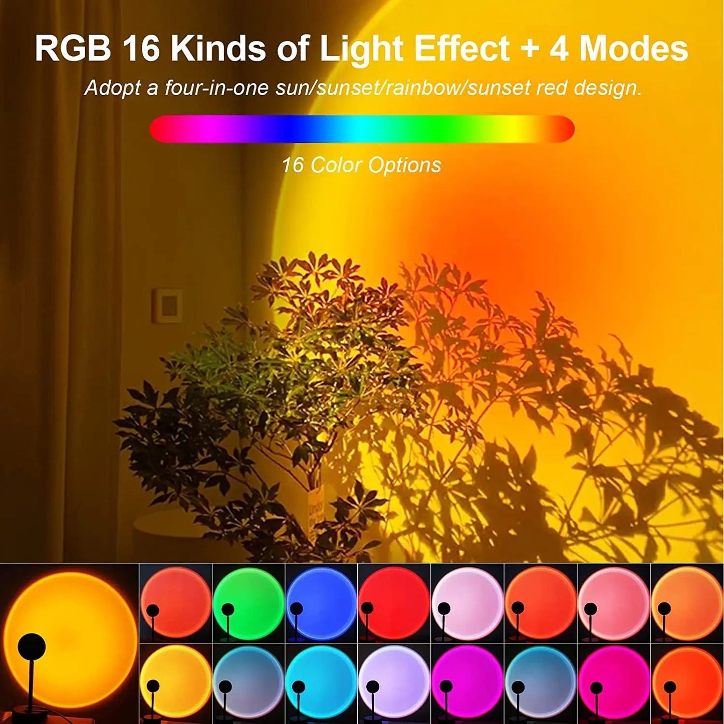 Smart Bluetooth Night Light Rainbow Sunset Projector Lamp for Home Coffe shop Background Wall Decoration Atmosphere Table Lamp - Haussengad